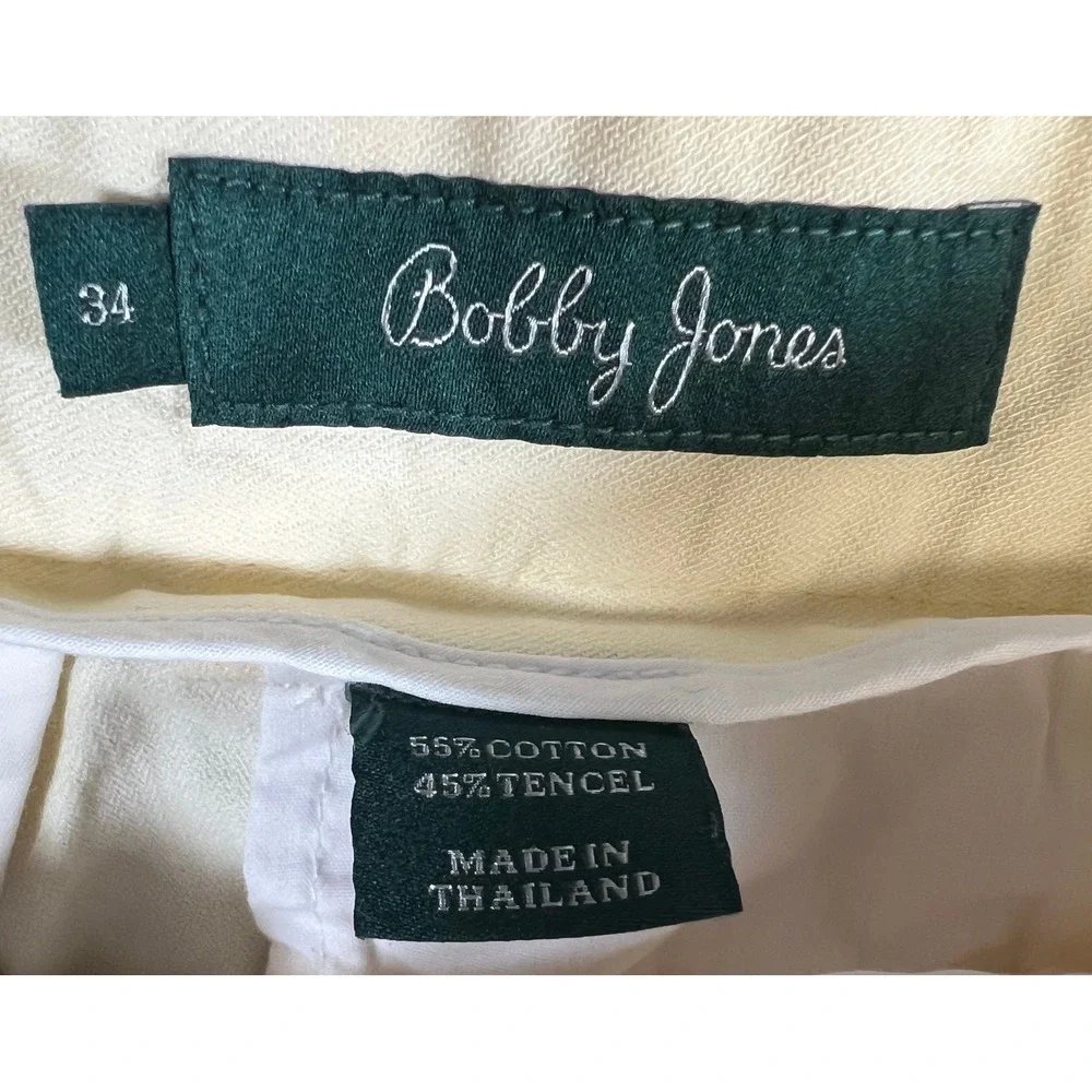 Bobby Jones Mens Golf Shorts Size 34 Pleated Khaki Cotton Blend -‎ Faint Stains